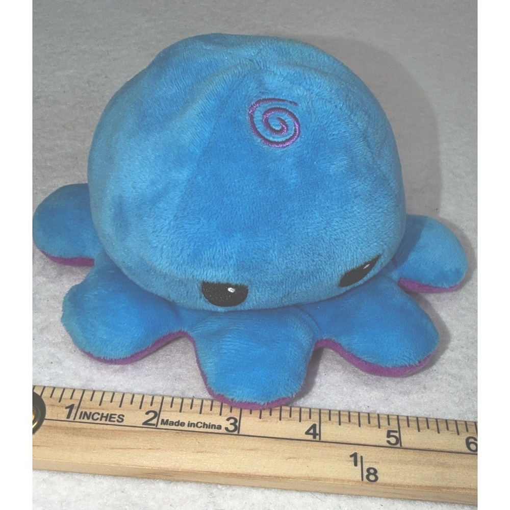 TeeTurtle Reversible Mood Octopus Plush Blue Purple Flip Stuffed Animal - Picture 4 of 7